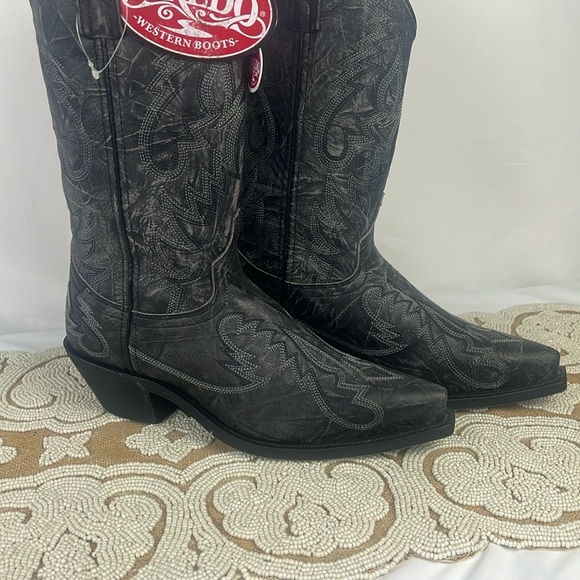 Laredo Black Sanded Western Boots - Picture 8 of 15